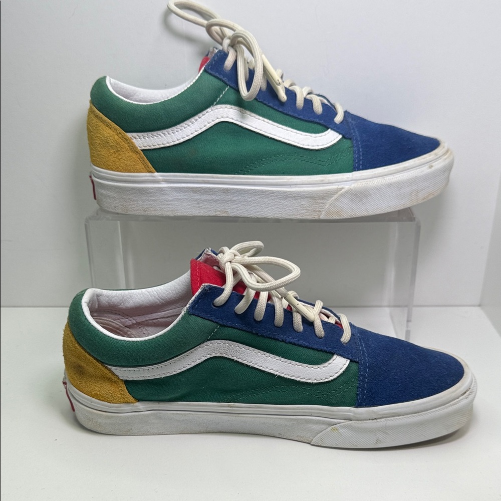 Vans Low Top Sneakers in Blue, Green, Yellow and Red - Picture 2 of 9